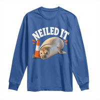 Neil The Seal Nailed It Long Sleeve Shirt Funny Tasmania Elephant Seal Traffic Cone Meme Art