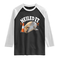 Neil The Seal Nailed It Raglan Shirt Funny Tasmania Elephant Seal Traffic Cone Meme Art