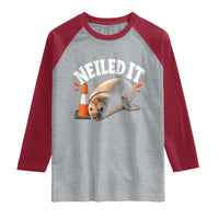 Neil The Seal Nailed It Raglan Shirt Funny Tasmania Elephant Seal Traffic Cone Meme Art