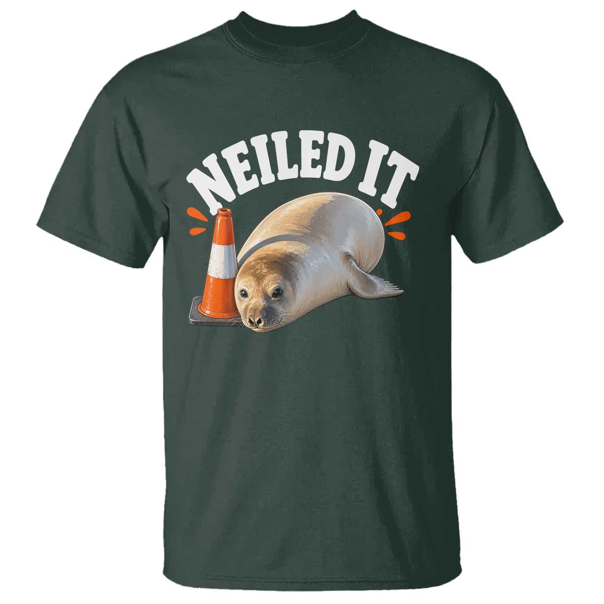 Neil The Seal Nailed It T Shirt Funny Tasmania Elephant Seal Traffic Cone Meme Art