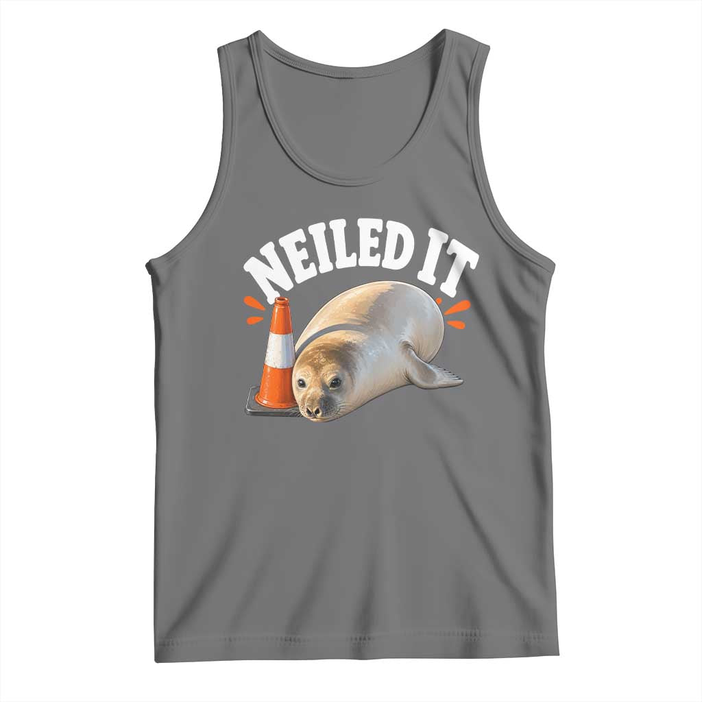 Neil The Seal Nailed It Tank Top Funny Tasmania Elephant Seal Traffic Cone Meme Art
