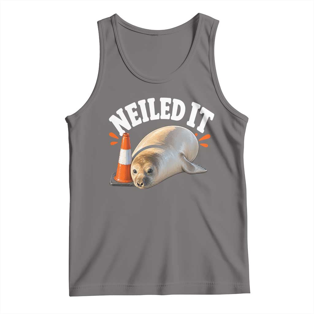 Neil The Seal Nailed It Tank Top Funny Tasmania Elephant Seal Traffic Cone Meme Art