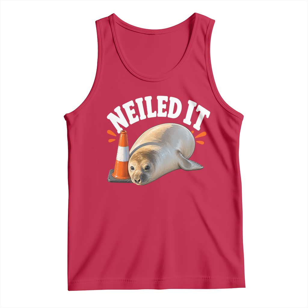 Neil The Seal Nailed It Tank Top Funny Tasmania Elephant Seal Traffic Cone Meme Art