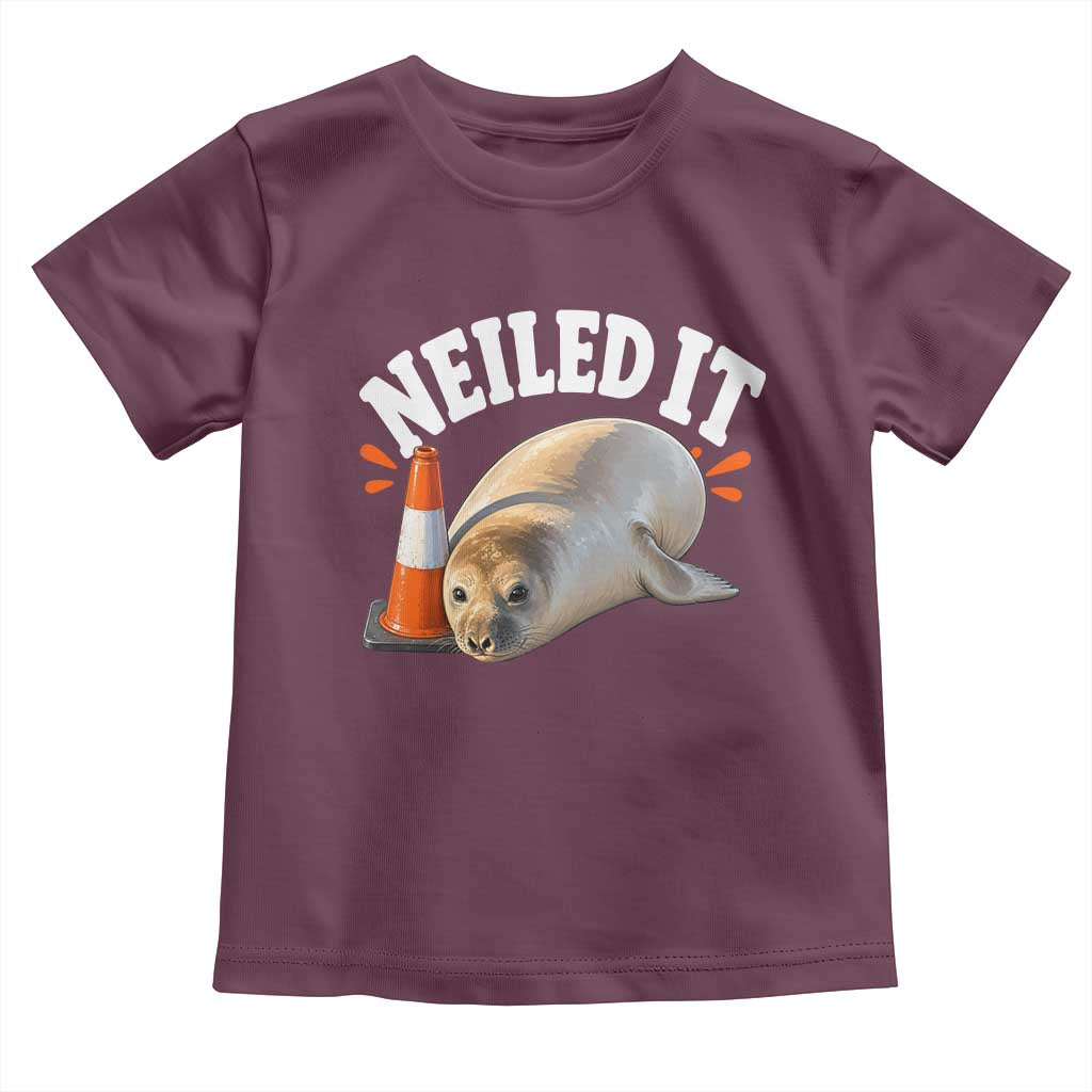 Neil The Seal Nailed It Toddler T Shirt Funny Tasmania Elephant Seal Traffic Cone Meme Art