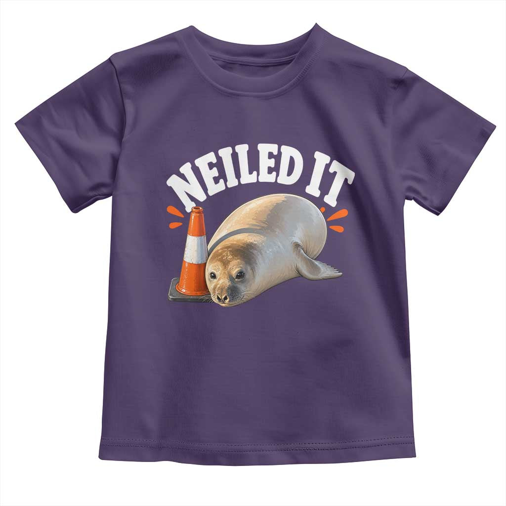 Neil The Seal Nailed It Toddler T Shirt Funny Tasmania Elephant Seal Traffic Cone Meme Art
