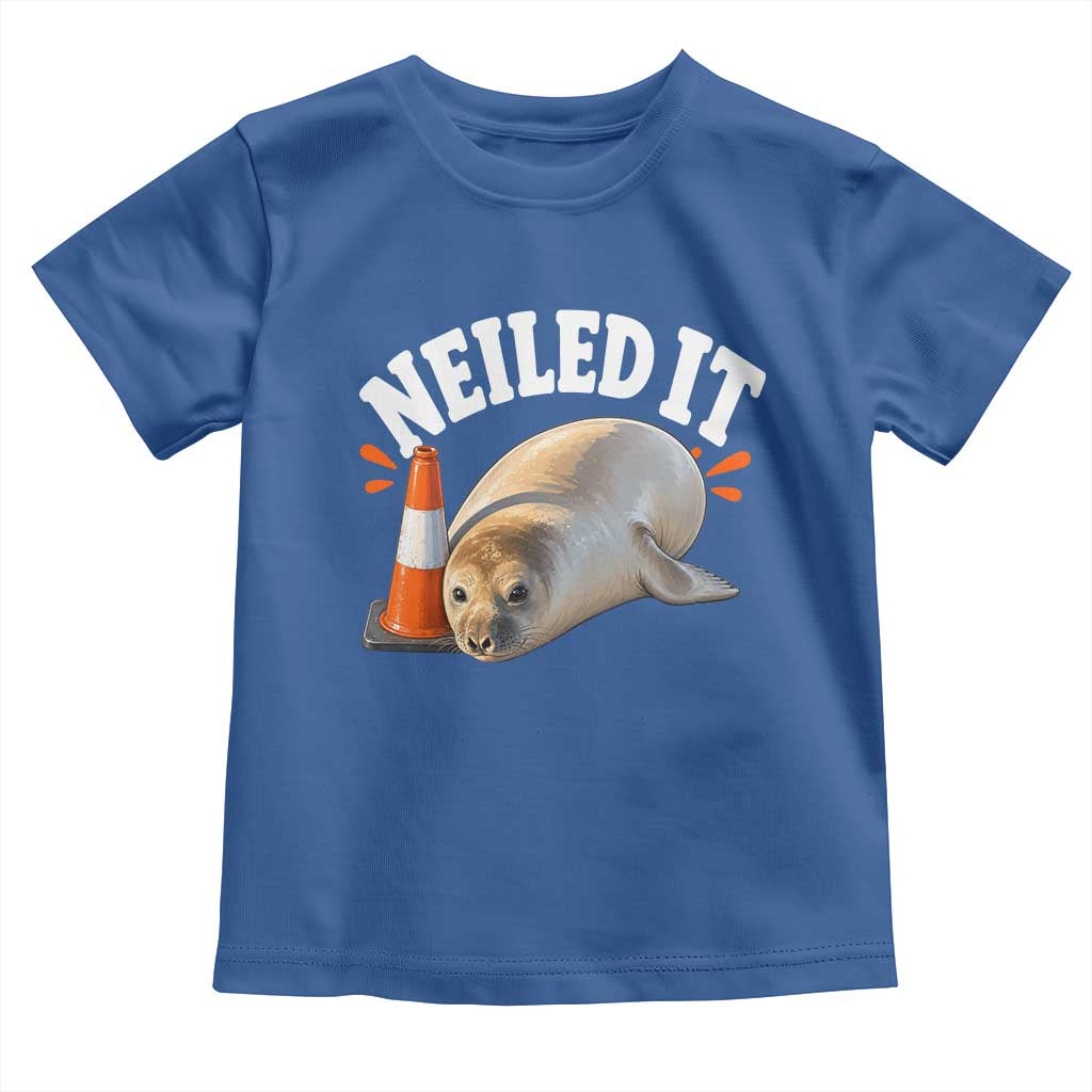 Neil The Seal Nailed It Toddler T Shirt Funny Tasmania Elephant Seal Traffic Cone Meme Art