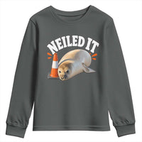 Neil The Seal Nailed It Youth Sweatshirt Funny Tasmania Elephant Seal Traffic Cone Meme Art