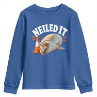 Neil The Seal Nailed It Youth Sweatshirt Funny Tasmania Elephant Seal Traffic Cone Meme Art