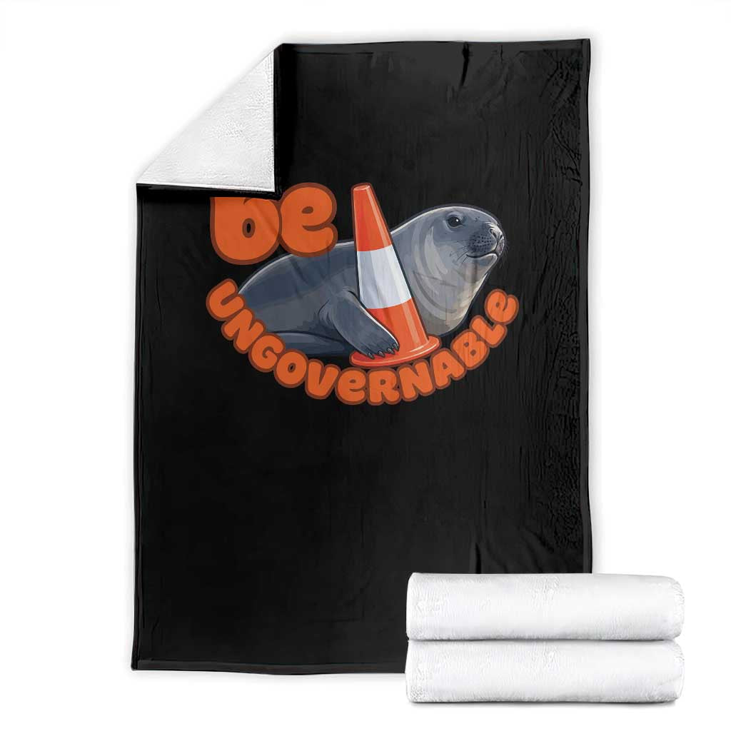 Neil The Seal Be Ungovernable Throw Blanket Funny Tasmania Elephant Seal Road