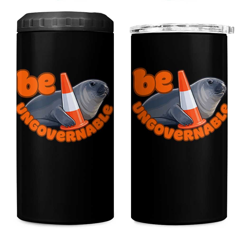 Neil The Seal Be Ungovernable 4 in 1 Can Cooler Tumbler Funny Tasmania Elephant Seal Road