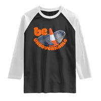 Neil The Seal Be Ungovernable Raglan Shirt Funny Tasmania Elephant Seal Road