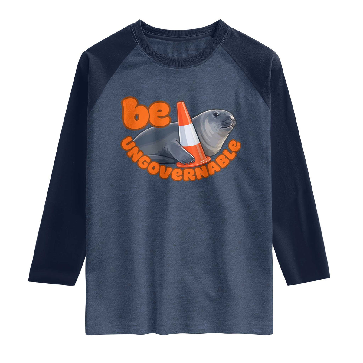 Neil The Seal Be Ungovernable Raglan Shirt Funny Tasmania Elephant Seal Road