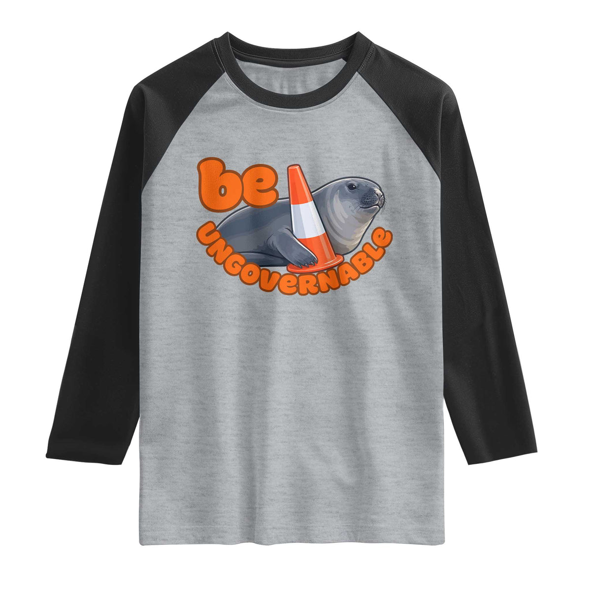Neil The Seal Be Ungovernable Raglan Shirt Funny Tasmania Elephant Seal Road
