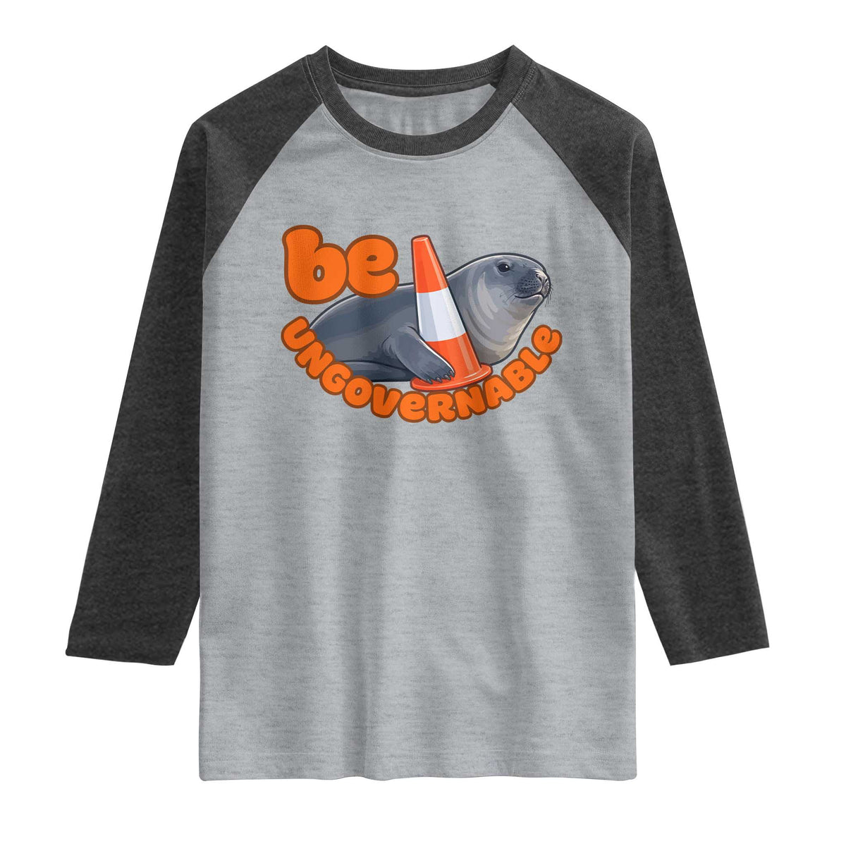 Neil The Seal Be Ungovernable Raglan Shirt Funny Tasmania Elephant Seal Road