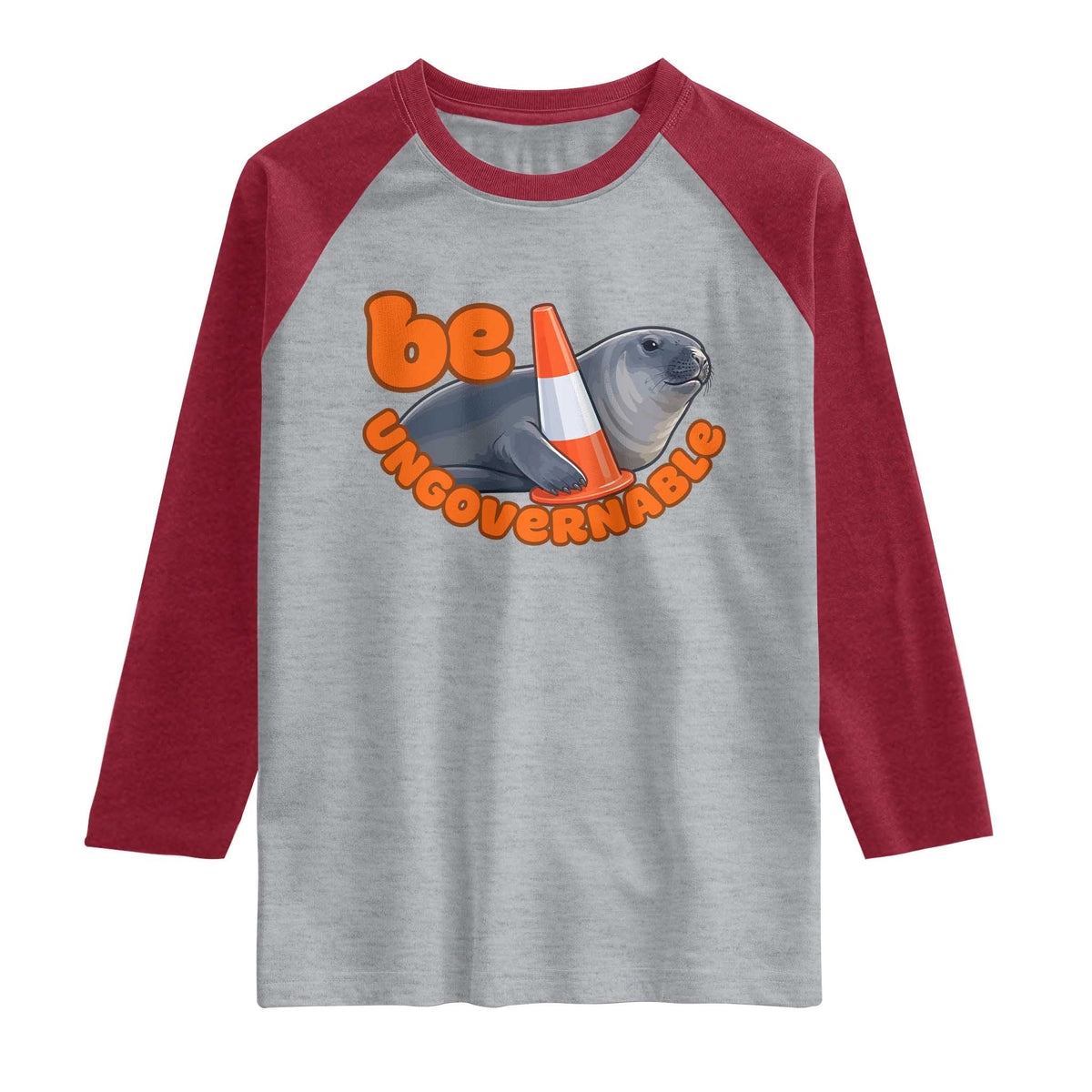 Neil The Seal Be Ungovernable Raglan Shirt Funny Tasmania Elephant Seal Road