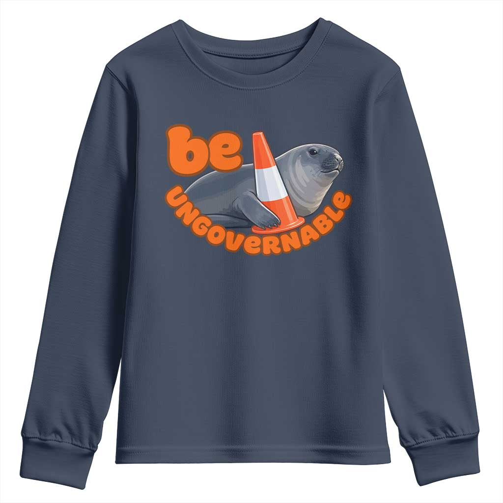 Neil The Seal Be Ungovernable Youth Sweatshirt Funny Tasmania Elephant Seal Road