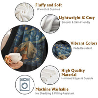 Funny Neil The Seal Starry Night Throw Blanket Van Gogh Art for Tasmania Seal Lovers