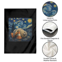 Funny Neil The Seal Starry Night Garden Flag Van Gogh Art for Tasmania Seal Lovers