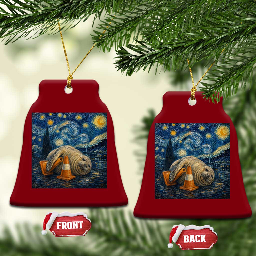 Funny Neil The Seal Starry Night Ceramic Ornament Van Gogh Art for Tasmania Seal Lovers
