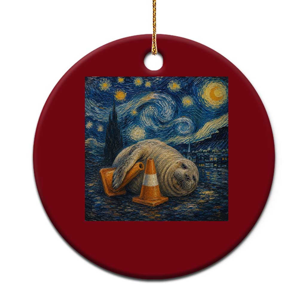 Funny Neil The Seal Starry Night Ceramic Ornament Van Gogh Art for Tasmania Seal Lovers