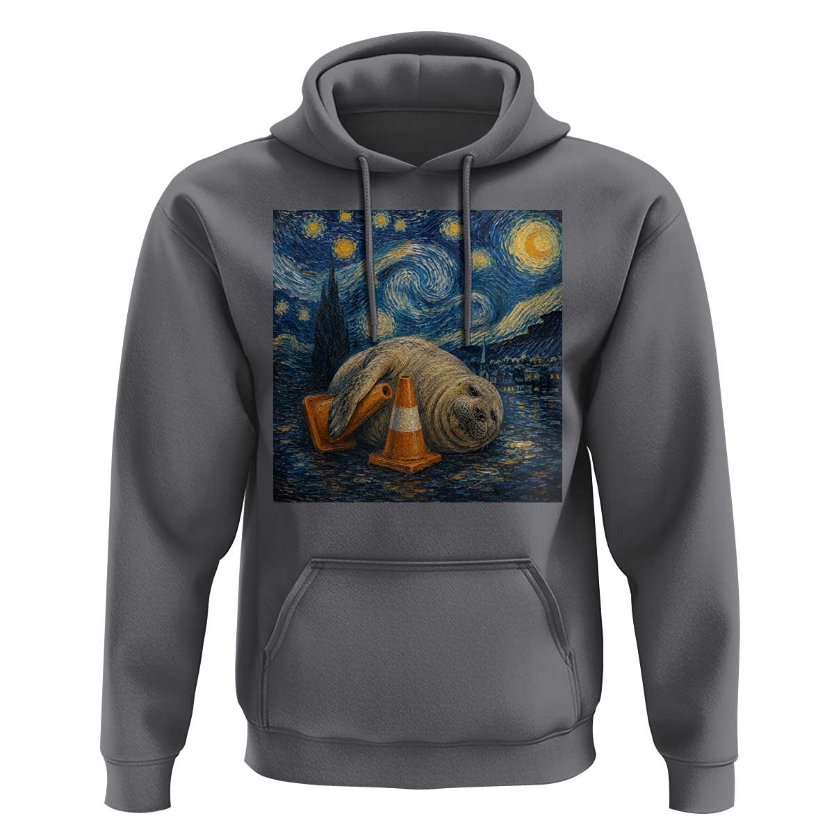 Funny Neil The Seal Starry Night Hoodie Van Gogh Art for Tasmania Seal Lovers