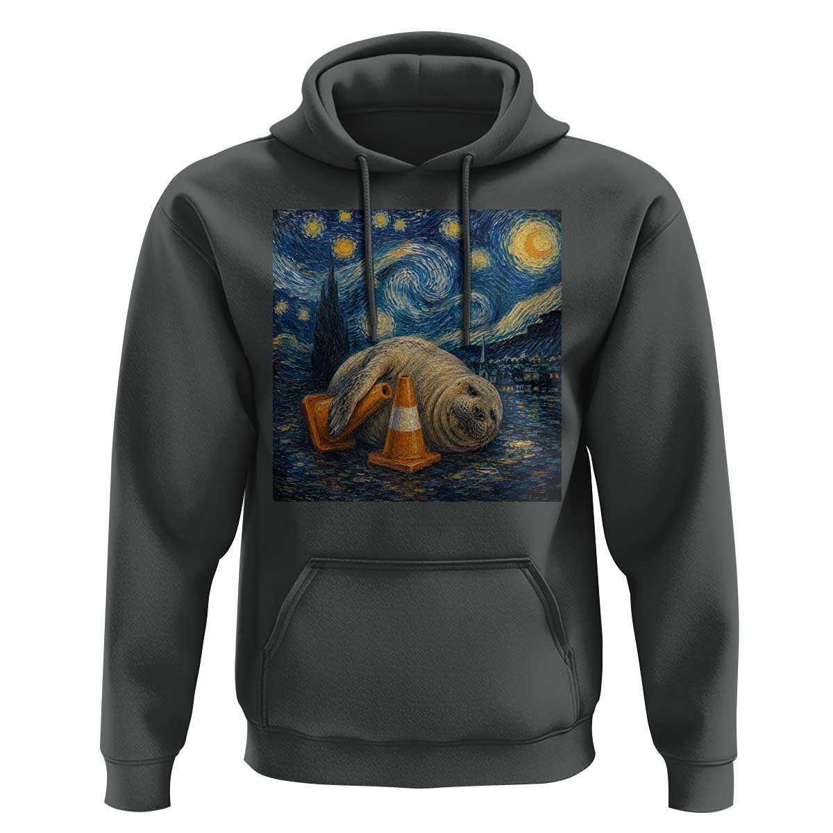 Funny Neil The Seal Starry Night Hoodie Van Gogh Art for Tasmania Seal Lovers