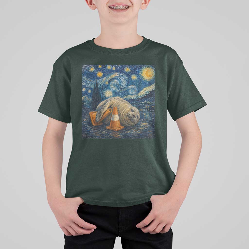 Funny Neil The Seal Starry Night T Shirt For Kid Van Gogh Art for Tasmania Seal Lovers