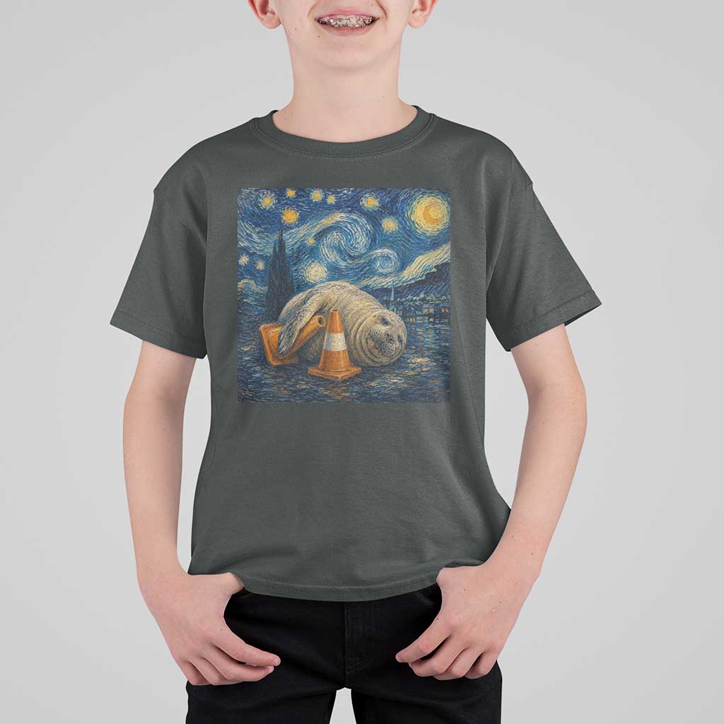Funny Neil The Seal Starry Night T Shirt For Kid Van Gogh Art for Tasmania Seal Lovers