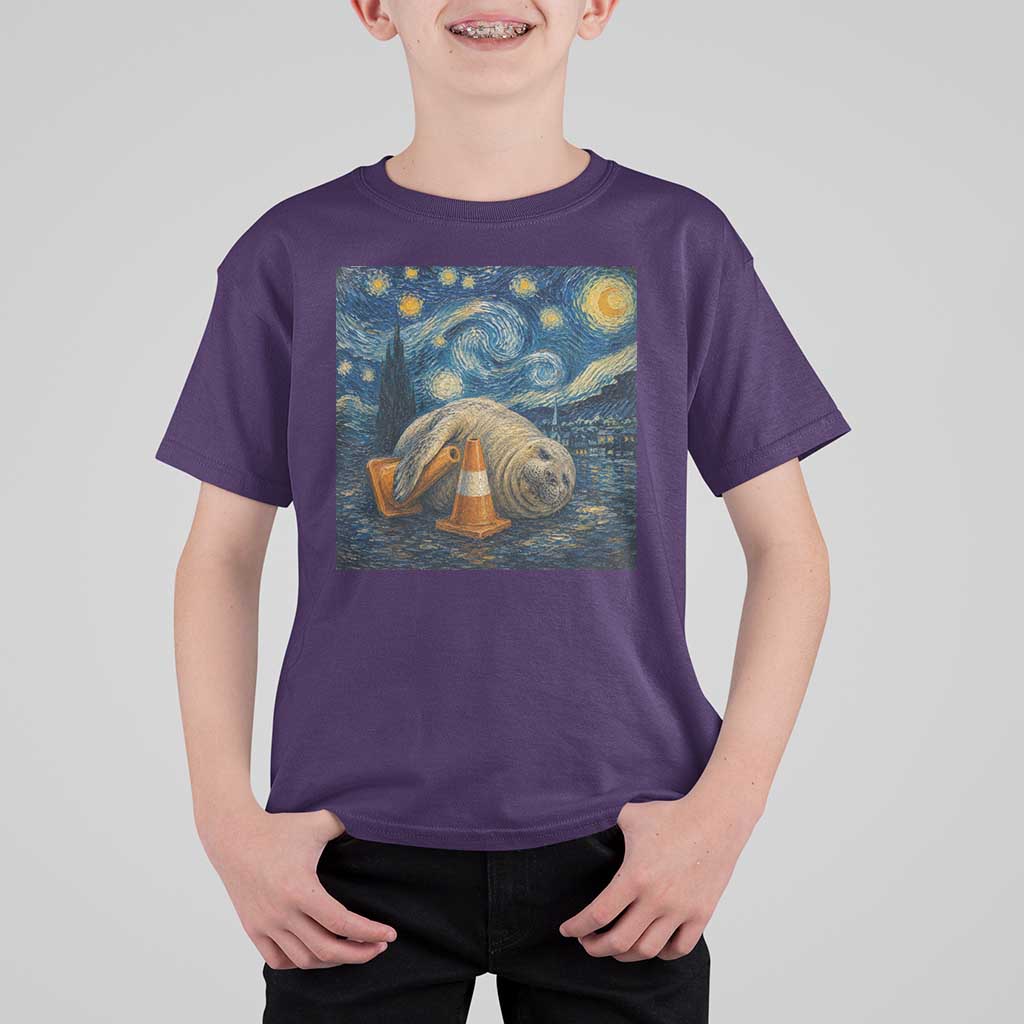 Funny Neil The Seal Starry Night T Shirt For Kid Van Gogh Art for Tasmania Seal Lovers