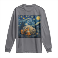 Funny Neil The Seal Starry Night Long Sleeve Shirt Van Gogh Art for Tasmania Seal Lovers