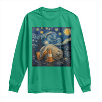 Funny Neil The Seal Starry Night Long Sleeve Shirt Van Gogh Art for Tasmania Seal Lovers