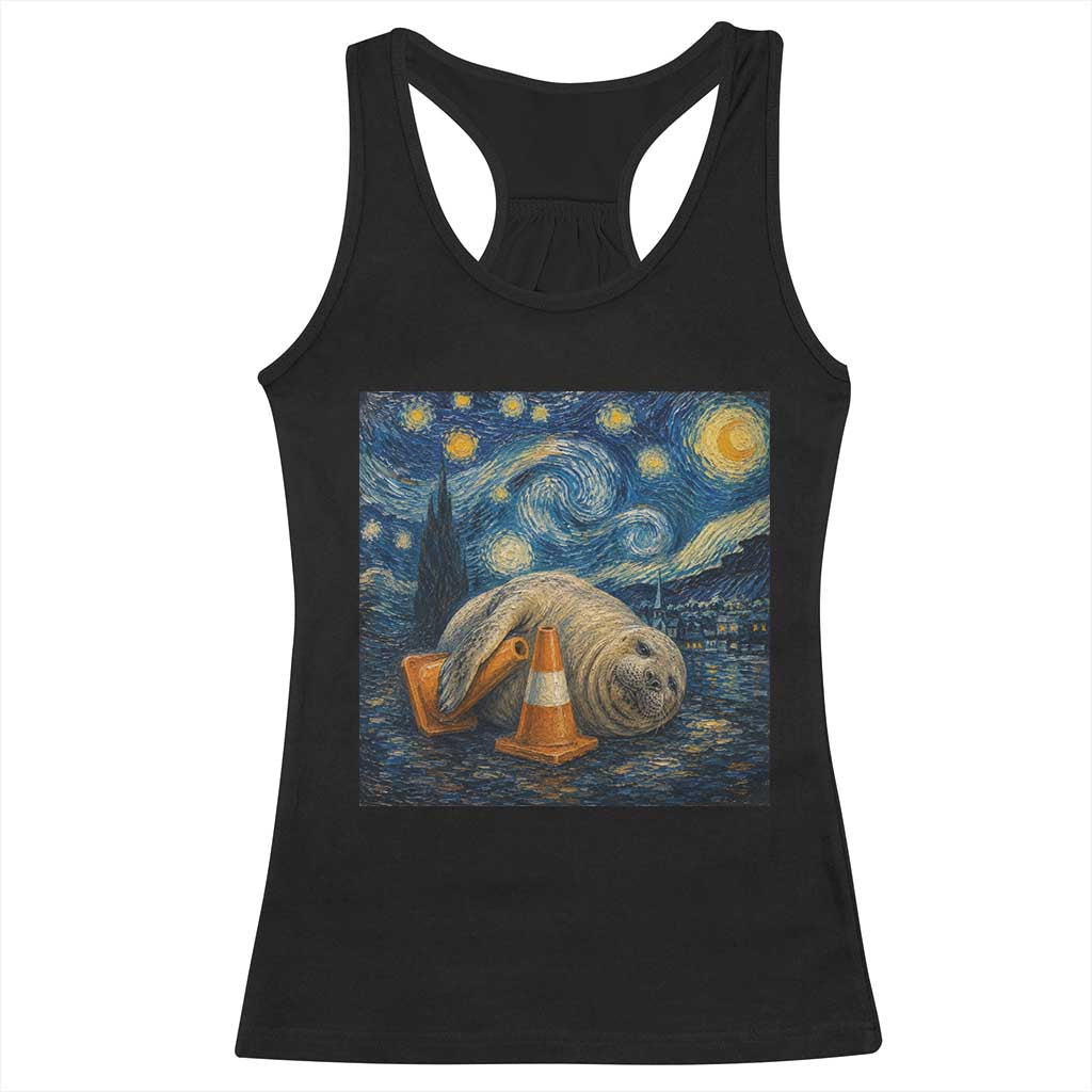Funny Neil The Seal Starry Night Racerback Tank Top Van Gogh Art for Tasmania Seal Lovers