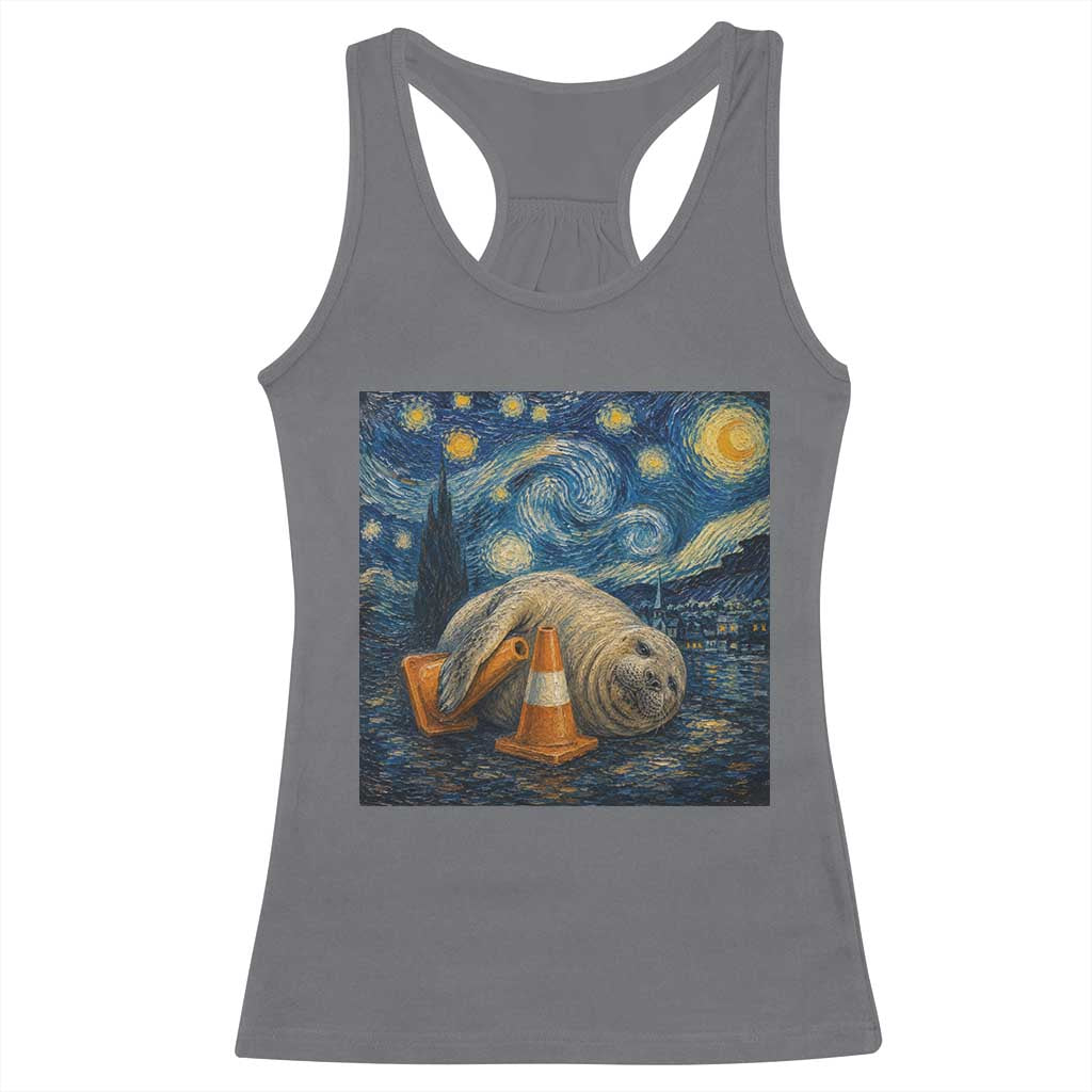 Funny Neil The Seal Starry Night Racerback Tank Top Van Gogh Art for Tasmania Seal Lovers