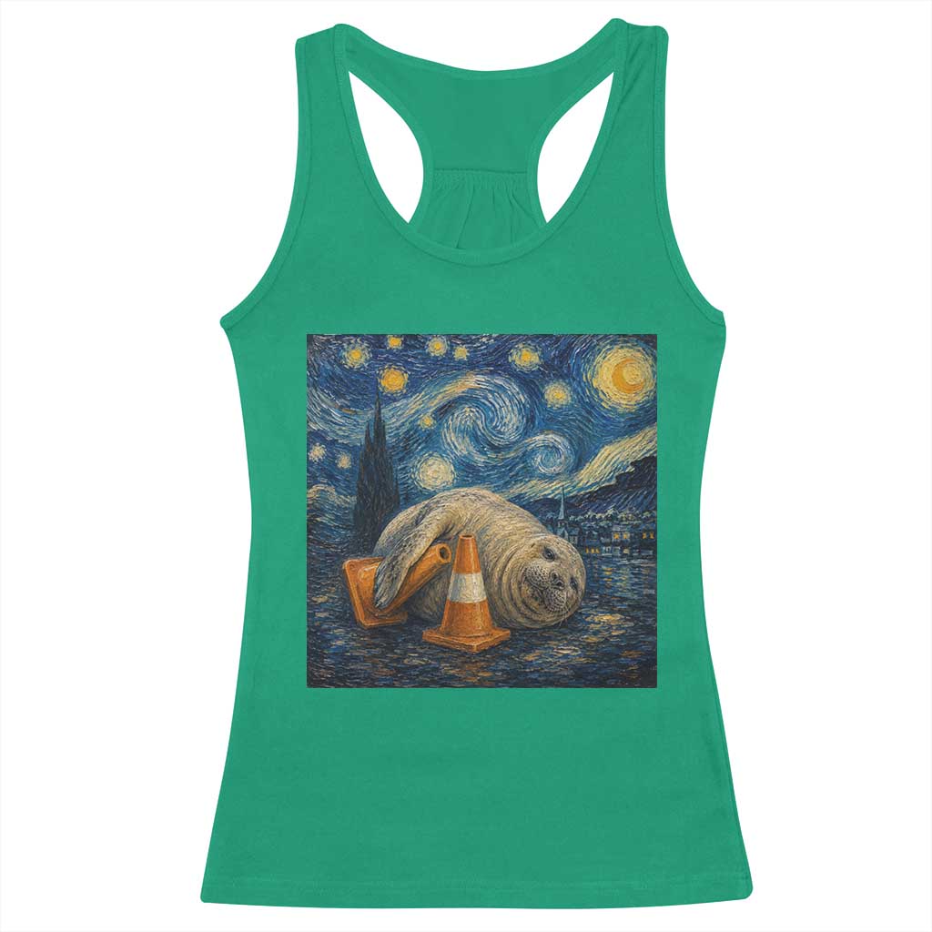 Funny Neil The Seal Starry Night Racerback Tank Top Van Gogh Art for Tasmania Seal Lovers