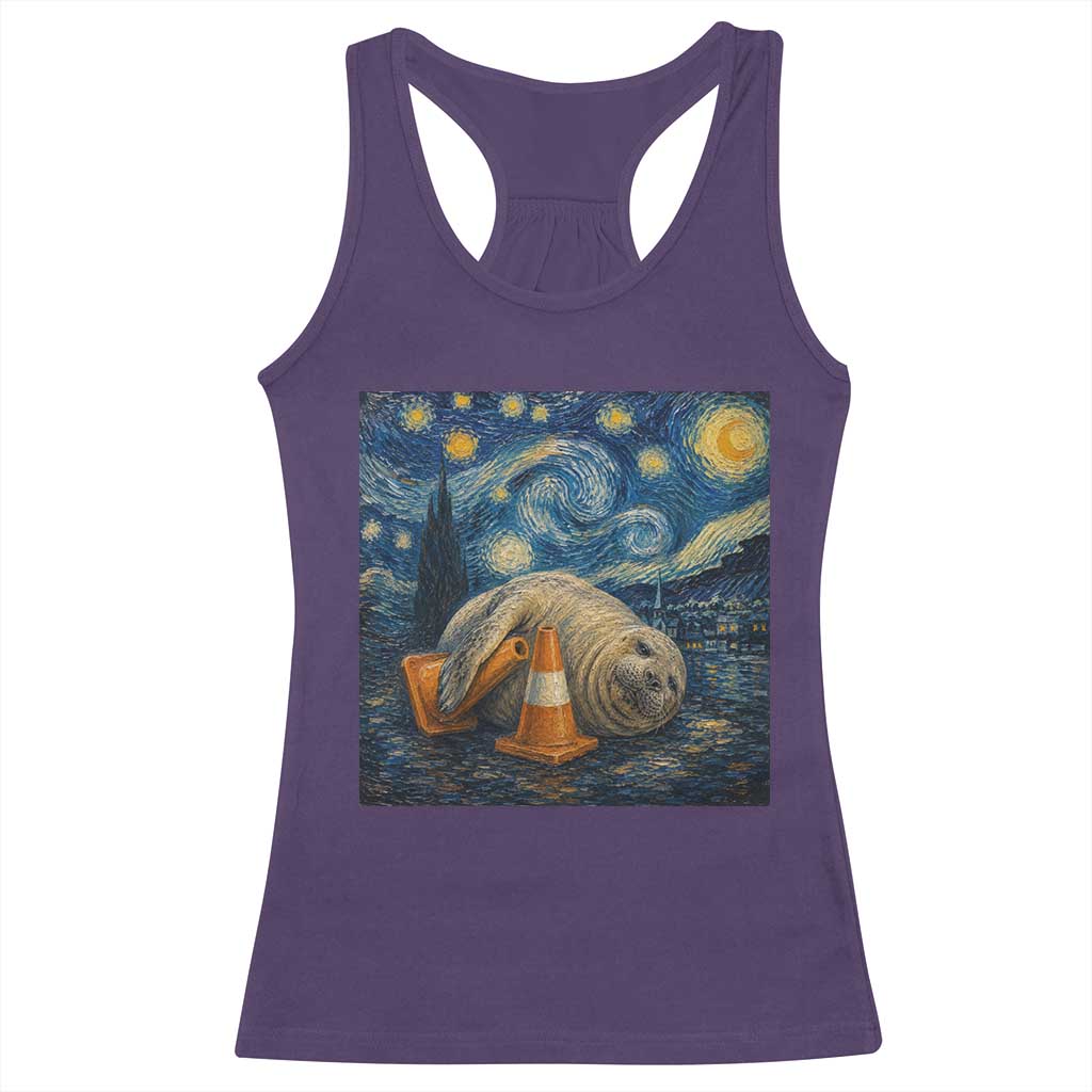 Funny Neil The Seal Starry Night Racerback Tank Top Van Gogh Art for Tasmania Seal Lovers