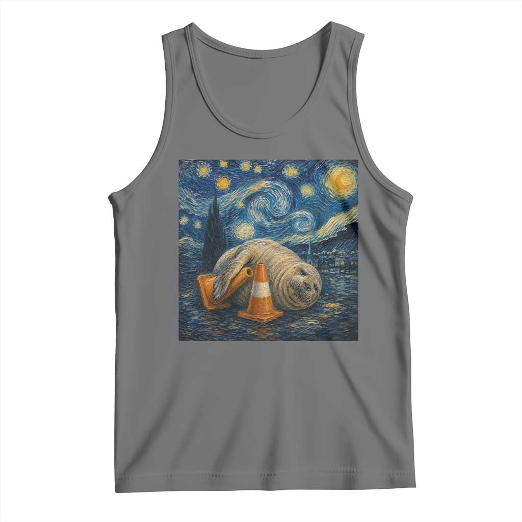 Funny Neil The Seal Starry Night Tank Top Van Gogh Art for Tasmania Seal Lovers