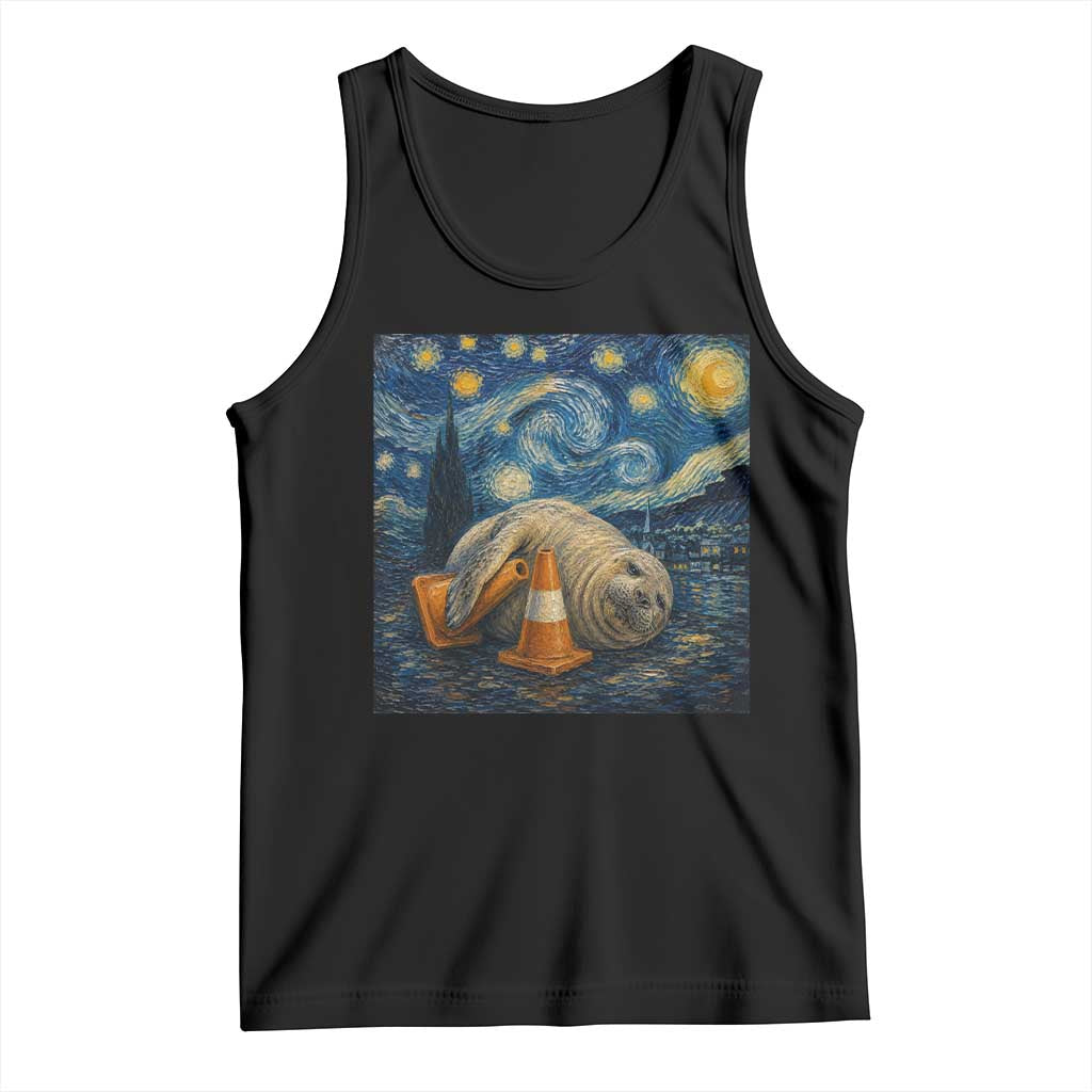 Funny Neil The Seal Starry Night Tank Top Van Gogh Art for Tasmania Seal Lovers