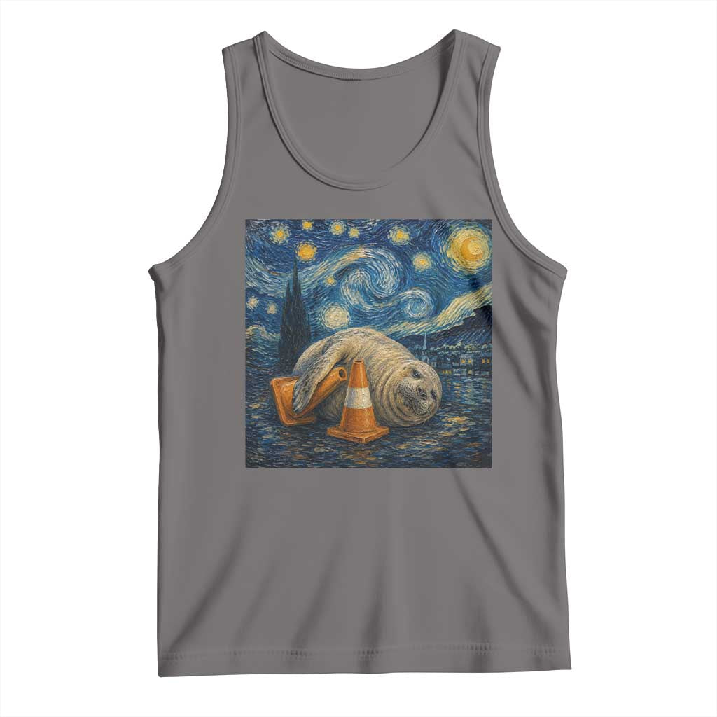 Funny Neil The Seal Starry Night Tank Top Van Gogh Art for Tasmania Seal Lovers