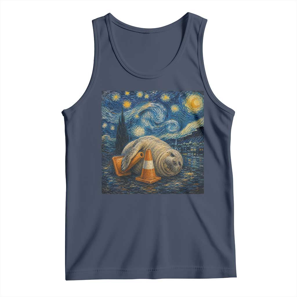 Funny Neil The Seal Starry Night Tank Top Van Gogh Art for Tasmania Seal Lovers
