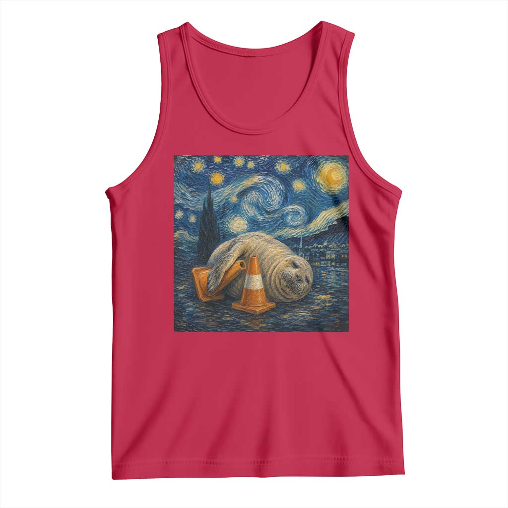 Funny Neil The Seal Starry Night Tank Top Van Gogh Art for Tasmania Seal Lovers