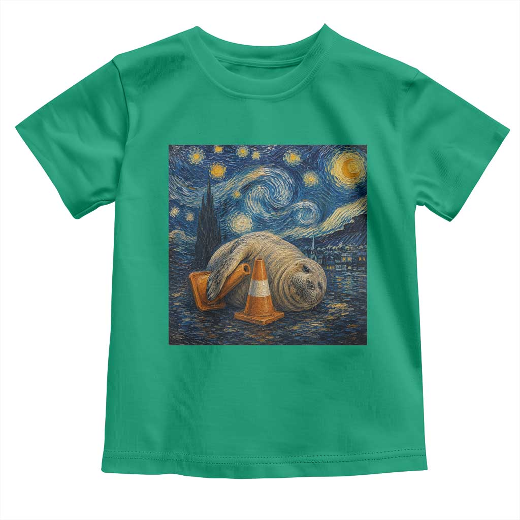 Funny Neil The Seal Starry Night Toddler T Shirt Van Gogh Art for Tasmania Seal Lovers