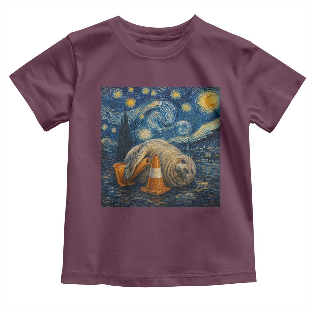 Funny Neil The Seal Starry Night Toddler T Shirt Van Gogh Art for Tasmania Seal Lovers