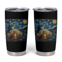 Funny Neil The Seal Starry Night Tumbler Cup Van Gogh Art for Tasmania Seal Lovers