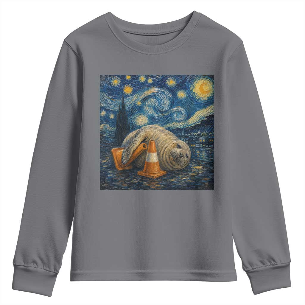 Funny Neil The Seal Starry Night Youth Sweatshirt Van Gogh Art for Tasmania Seal Lovers