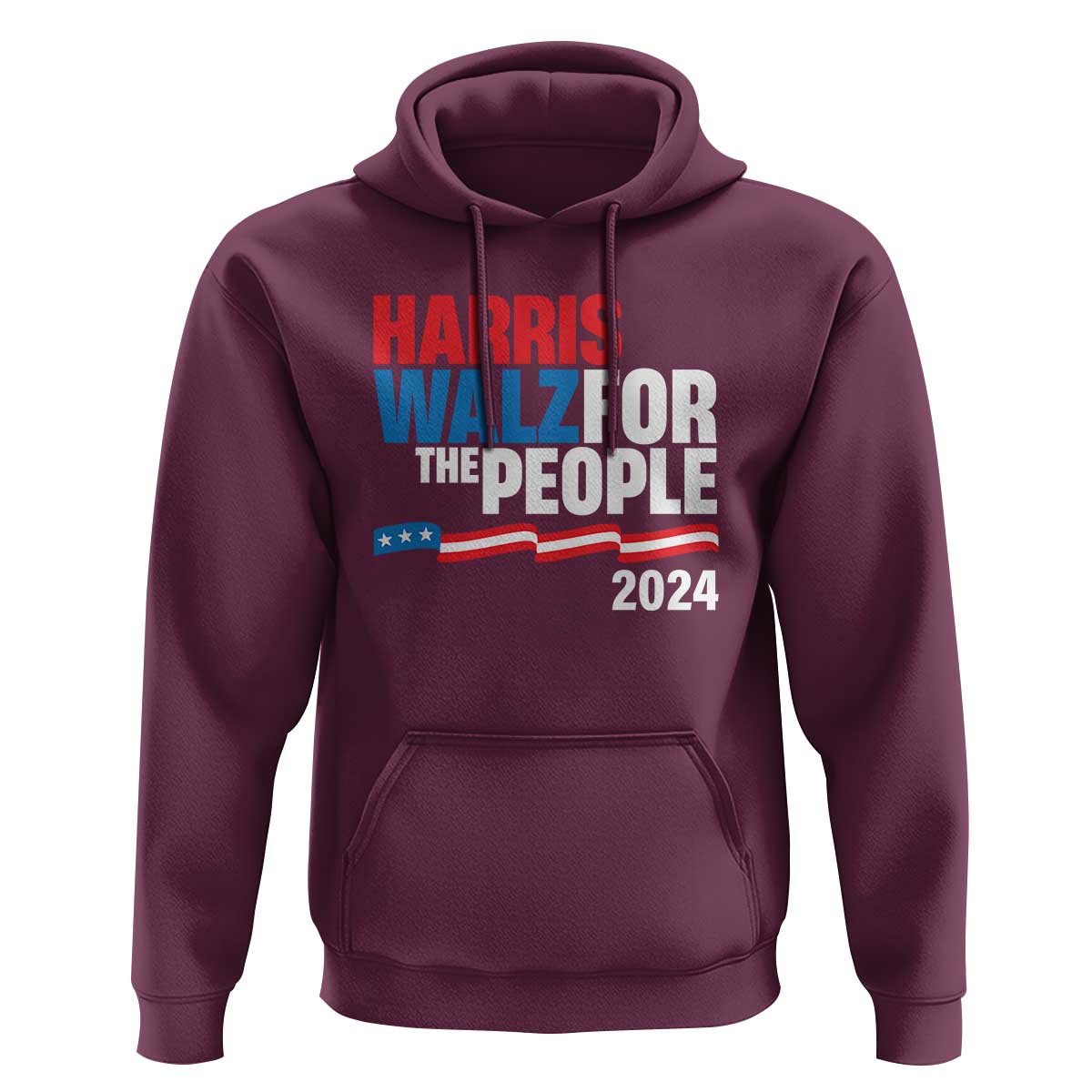 Harris Walz For The People Hoodie Presidential Election 2024 American Flag - Wonder Print Shop