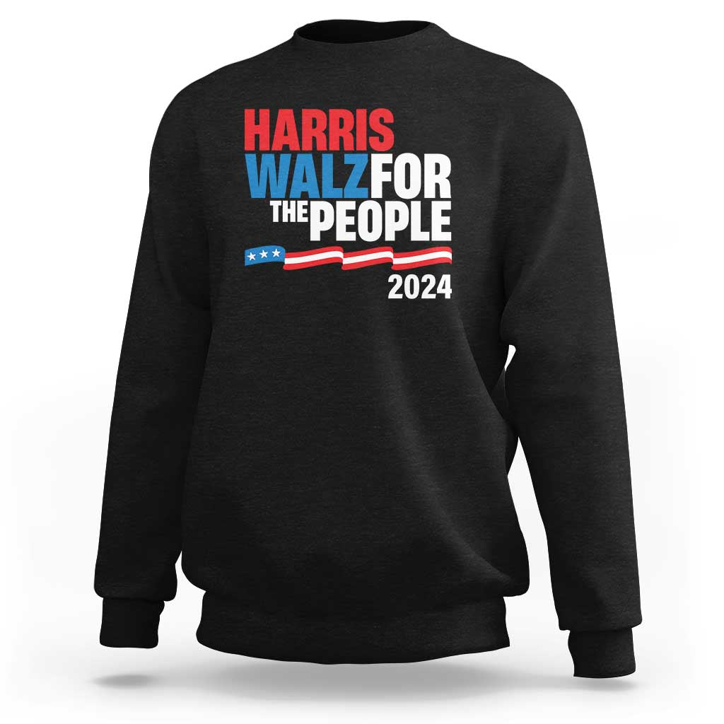 Harris Walz For The People Sweatshirt Presidential Election 2024 American Flag - Wonder Print Shop