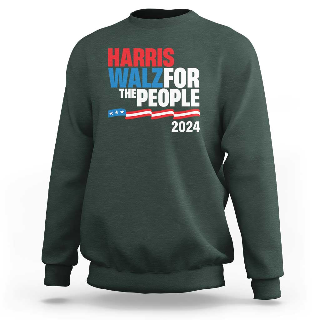 Harris Walz For The People Sweatshirt Presidential Election 2024 American Flag - Wonder Print Shop