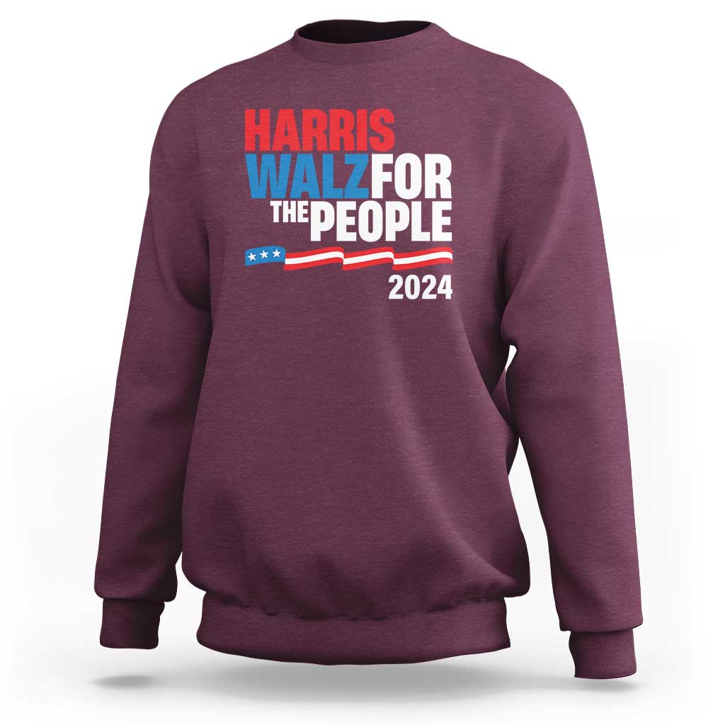 Harris Walz For The People Sweatshirt Presidential Election 2024 American Flag - Wonder Print Shop