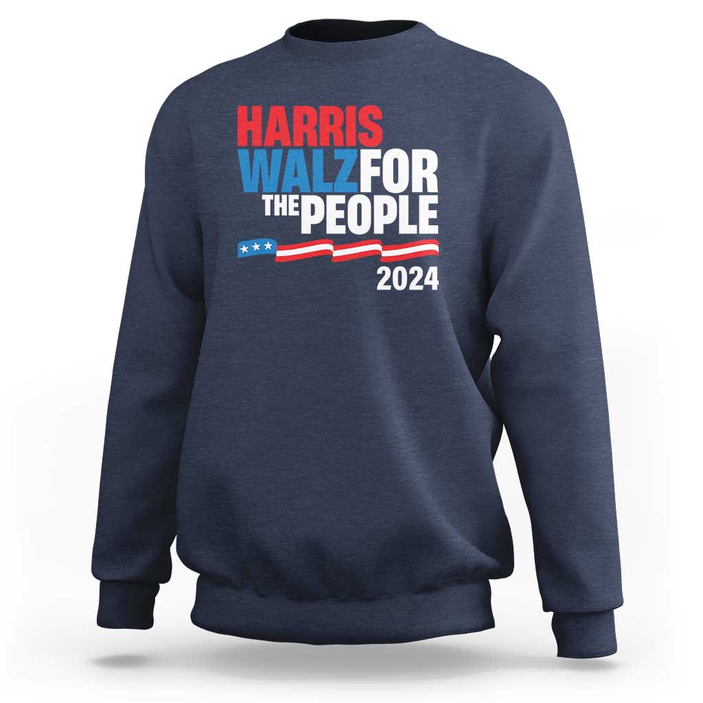 Harris Walz For The People Sweatshirt Presidential Election 2024 American Flag - Wonder Print Shop