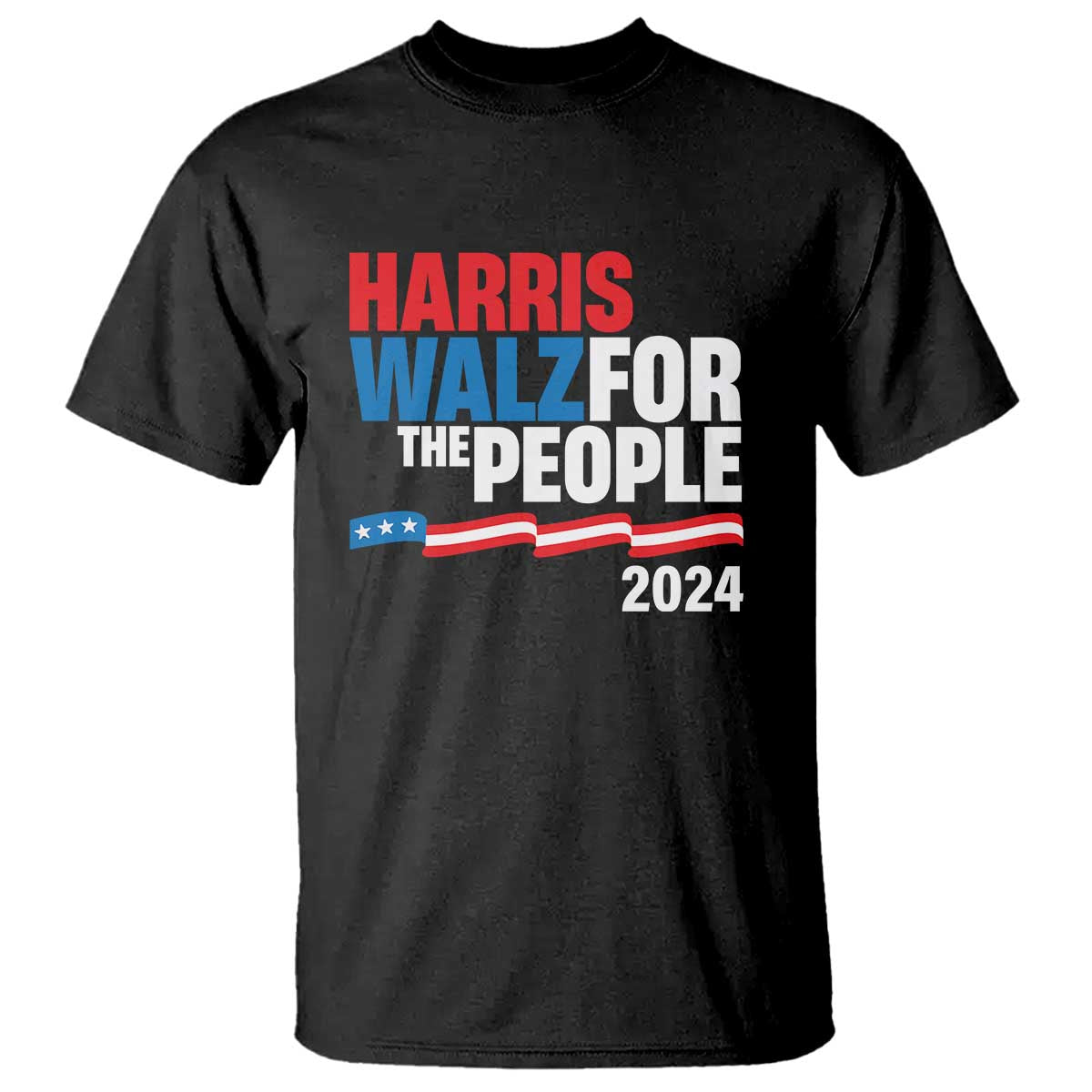 Harris Walz For The People T Shirt Presidential Election 2024 American Flag - Wonder Print Shop